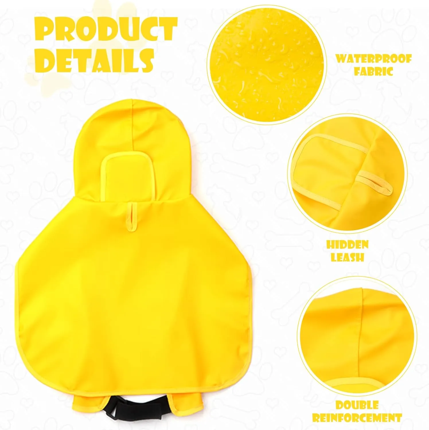 Dog Raincoat for Small Dogs, Dog Rain Jacket with Clear Hooded, Waterproof Dog Rain Coat with Adjustable Belly Strap, Dogs Safety Vest for Outdoor Adventures Walking(Yellow,S)