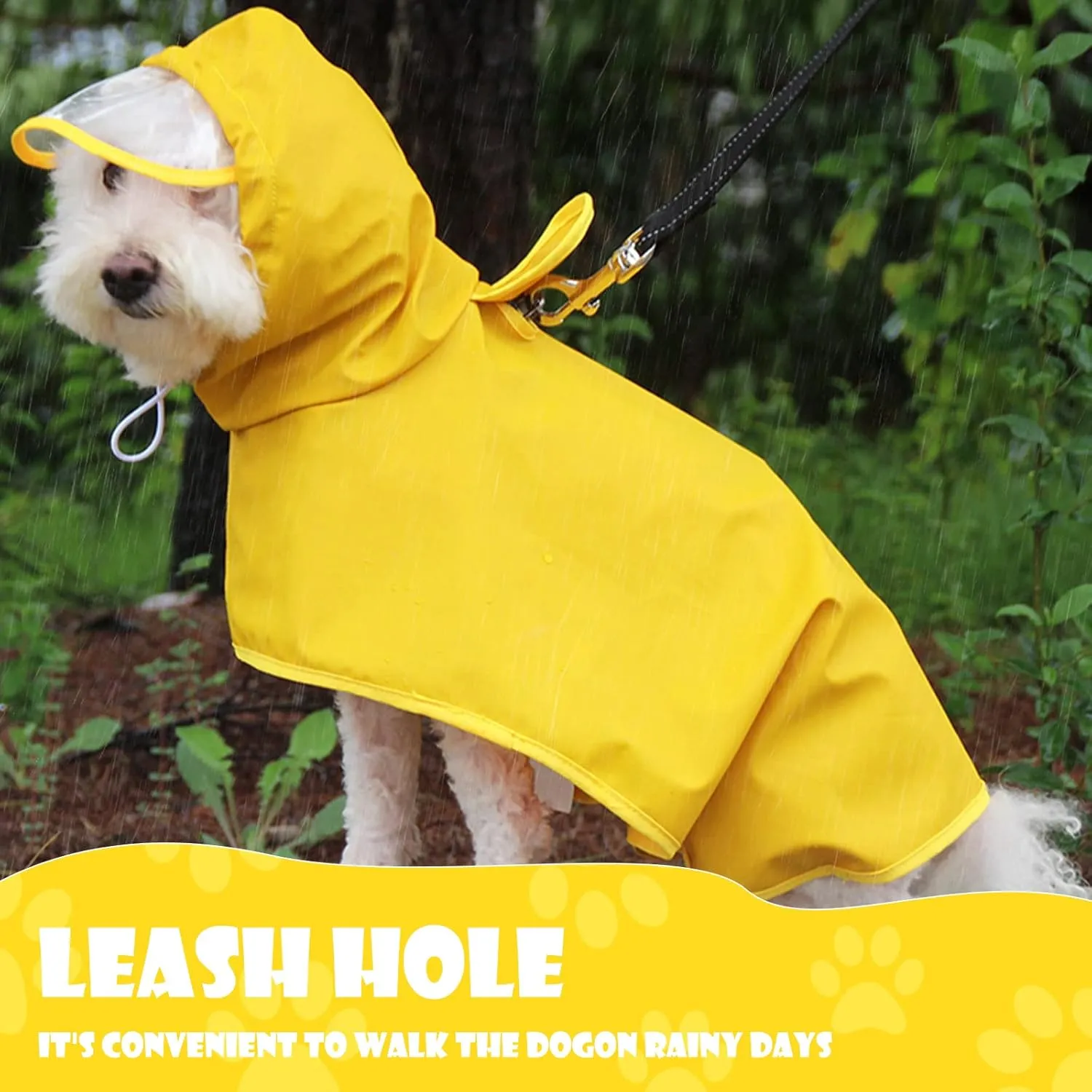Dog Raincoat for Small Dogs, Dog Rain Jacket with Clear Hooded, Waterproof Dog Rain Coat with Adjustable Belly Strap, Dogs Safety Vest for Outdoor Adventures Walking(Yellow,S)