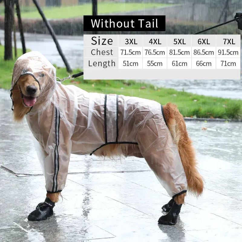 Dog Raincoat Jumpsuit Rain Coat for Dogs Pet Cloak Labrador Waterproof Golden Retriever Jacket Pet Supplies