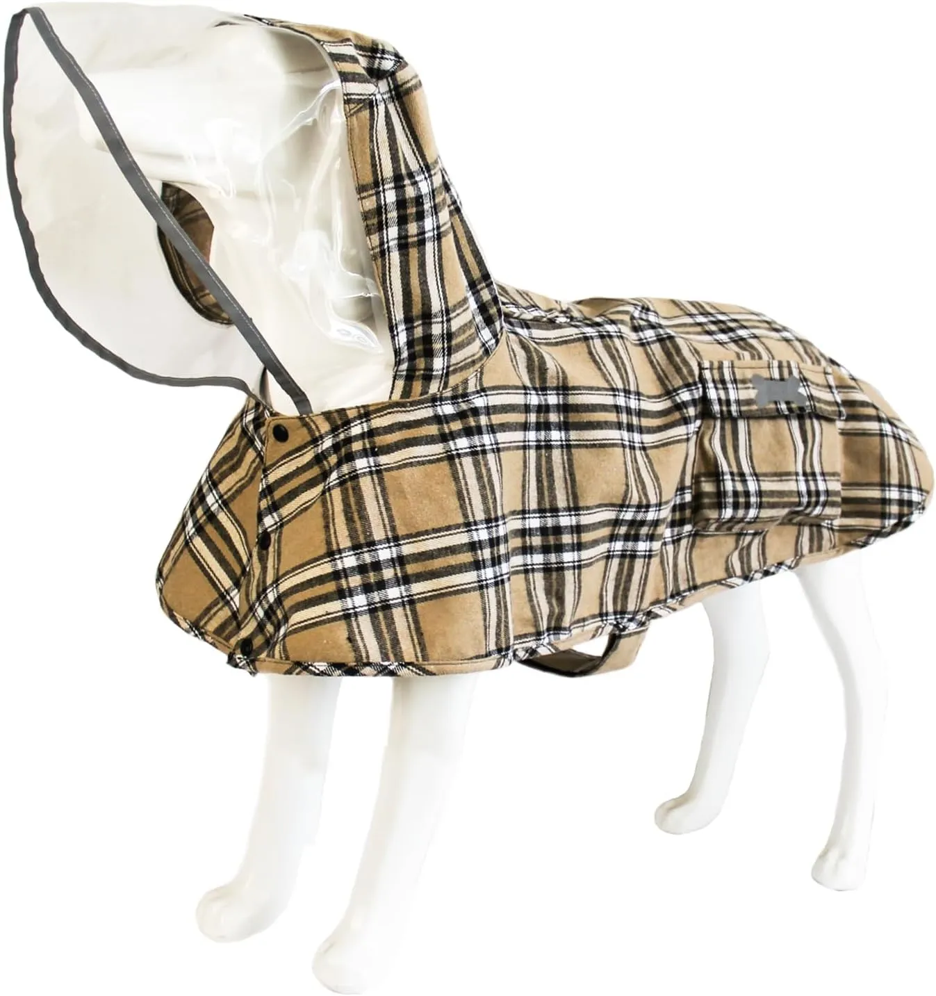 Dog Raincoat Waterproof Rain Poncho with Hoodie, High Reflective Adjustable Pet Rain Jacket with Leash Hole for Small Medium and Large Dogs (Khaki, Small)