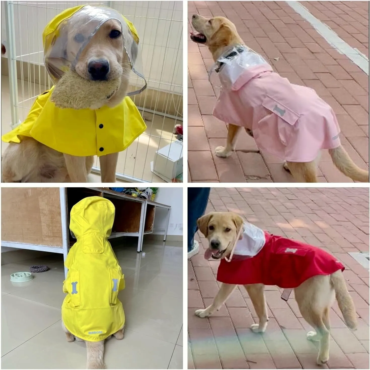 Dog Raincoat,Waterproof Rain Poncho with Hoodie, High Reflective Adjustable Pet Rain Jacket with Leash Hole for Small Medium and Large Dogs (Red, Small)