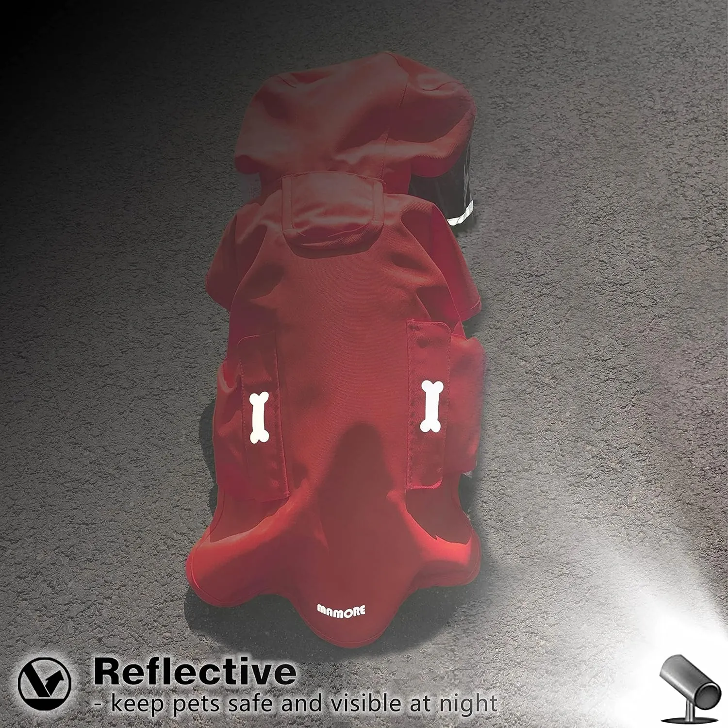 Dog Raincoat,Waterproof Rain Poncho with Hoodie, High Reflective Adjustable Pet Rain Jacket with Leash Hole for Small Medium and Large Dogs (Red, Small)