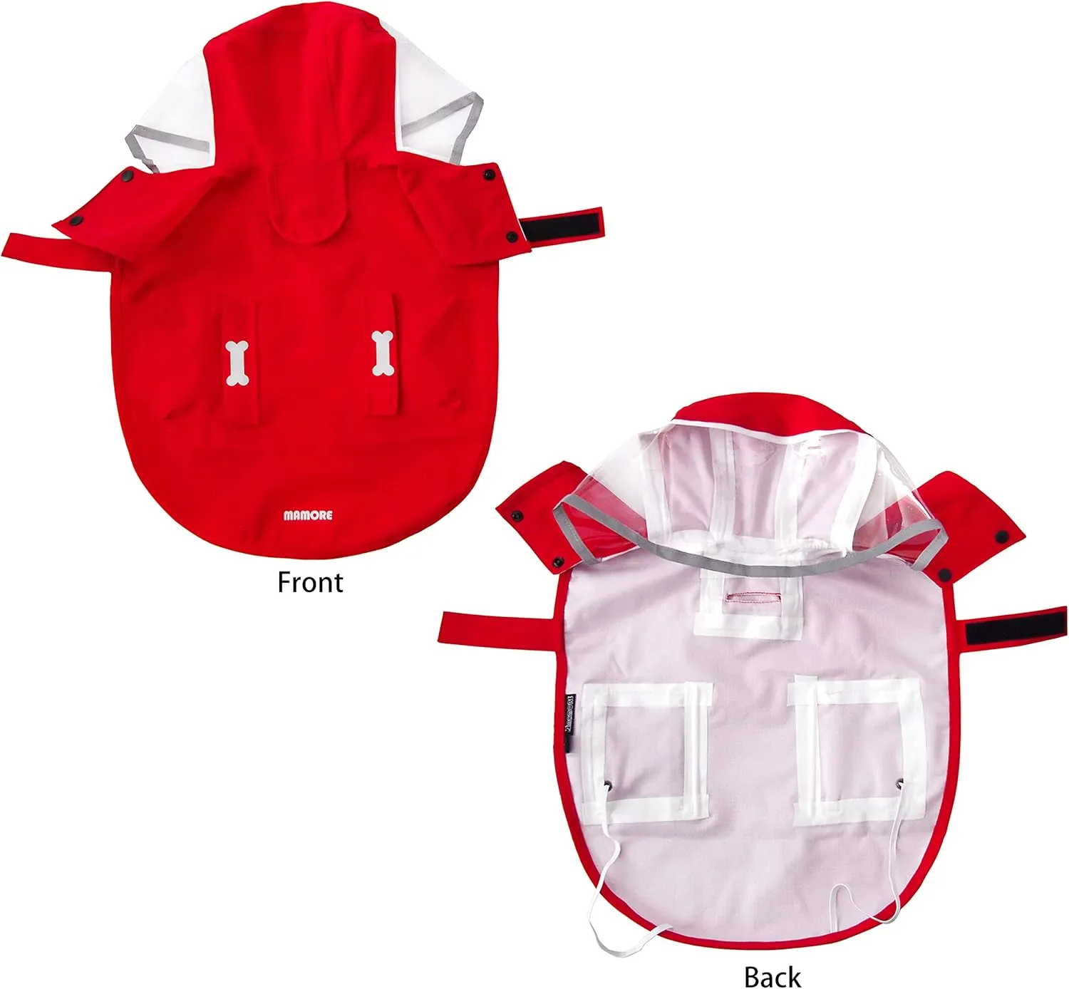 Dog Raincoat,Waterproof Rain Poncho with Hoodie, High Reflective Adjustable Pet Rain Jacket with Leash Hole for Small Medium and Large Dogs (Red, Small)