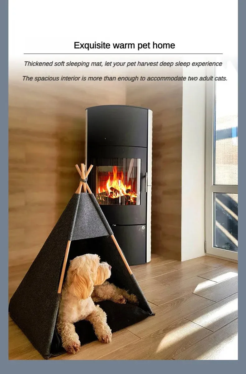 Dog Tent Soft Bed Can Be Disassembled Washed Solid Wood Support Comfortable Dog Beds House Cat Villa Pet Products Supplies