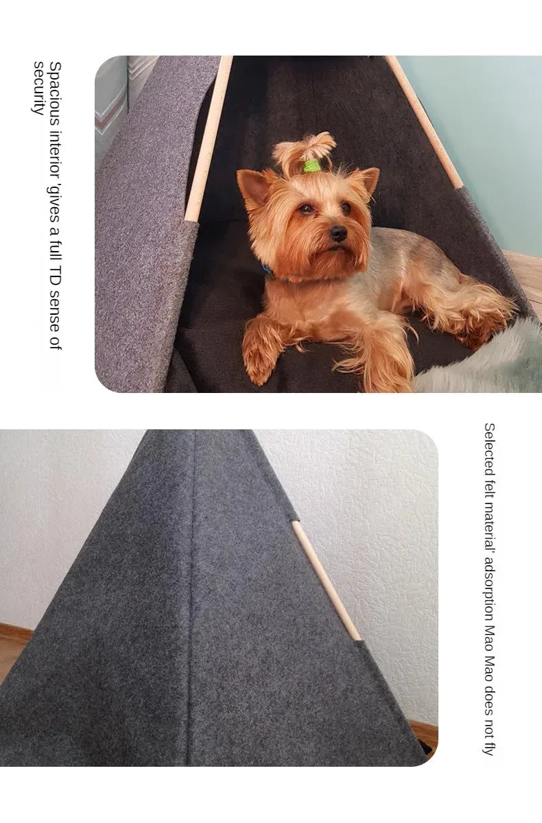 Dog Tent Soft Bed Can Be Disassembled Washed Solid Wood Support Comfortable Dog Beds House Cat Villa Pet Products Supplies