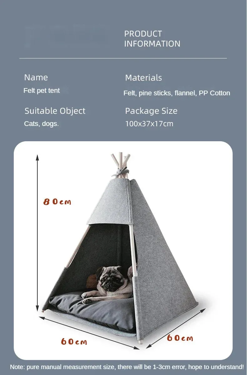 Dog Tent Soft Bed Can Be Disassembled Washed Solid Wood Support Comfortable Dog Beds House Cat Villa Pet Products Supplies
