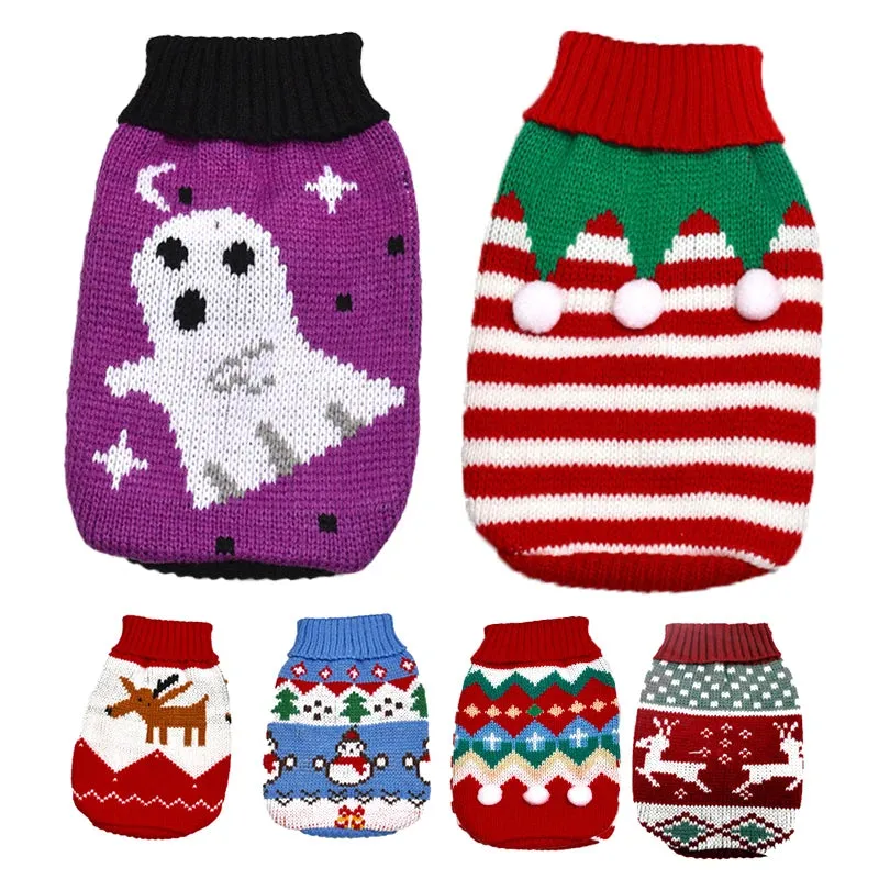 Dogs Sweater | Winter Knitted Dog Jumpers for Small & Large Dogs | Designer Warm Clothes for Chihuahua & Small Breeds | Christmas Pet Sweater