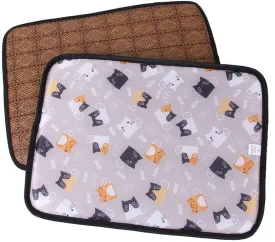 Double Sided Pet Self Cooling Mat,Summer Reusable Pet Blanket Pads Sleeping Cushion Washable Foldable Bamboo Fiber Bed Mats for Cats Puppy Dogs(Cat Print,M)