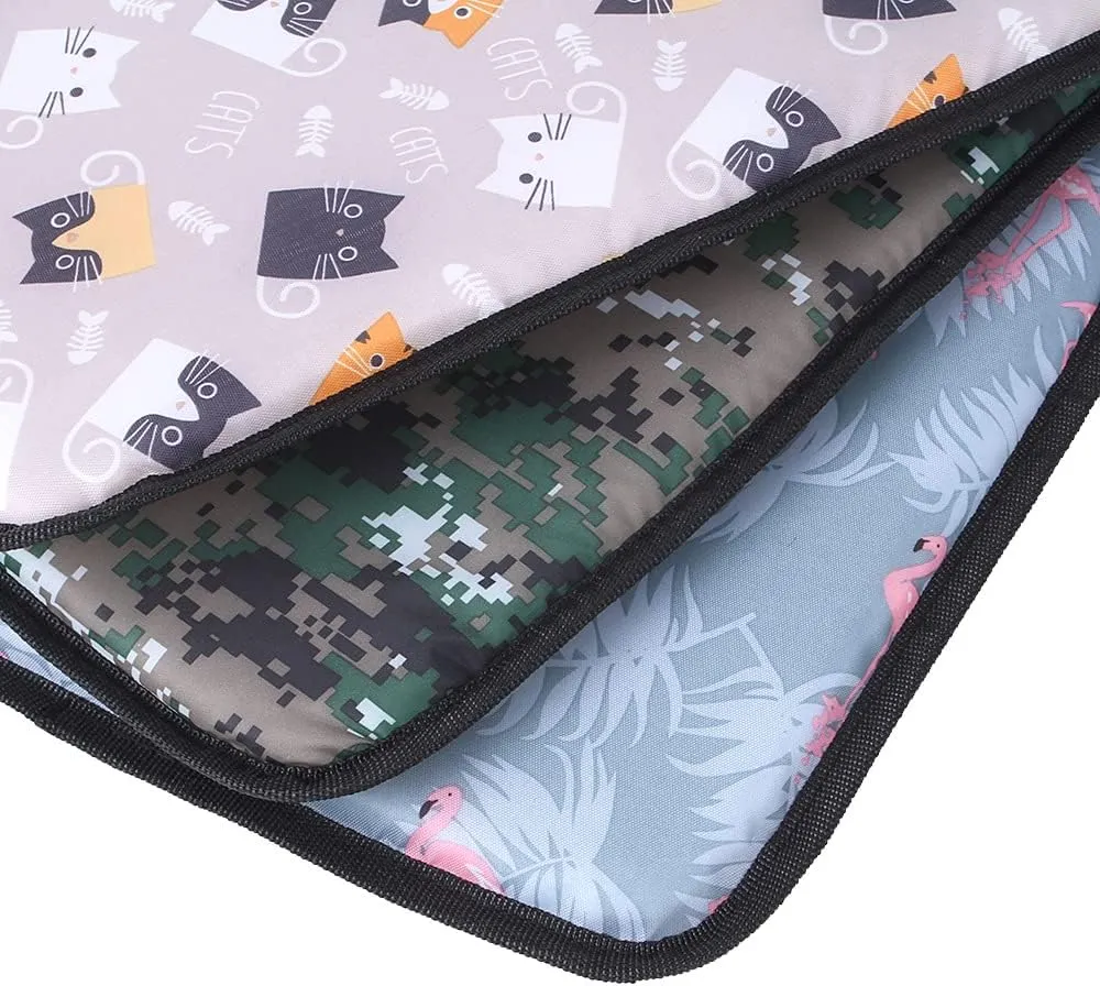 Double Sided Pet Self Cooling Mat,Summer Reusable Pet Blanket Pads Sleeping Cushion Washable Foldable Bamboo Fiber Bed Mats for Cats Puppy Dogs(Cat Print,M)