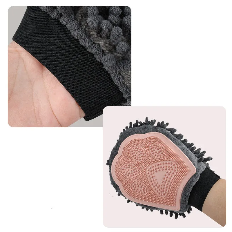 Dual-Sided Pet Bathing Brush and Grooming Glove