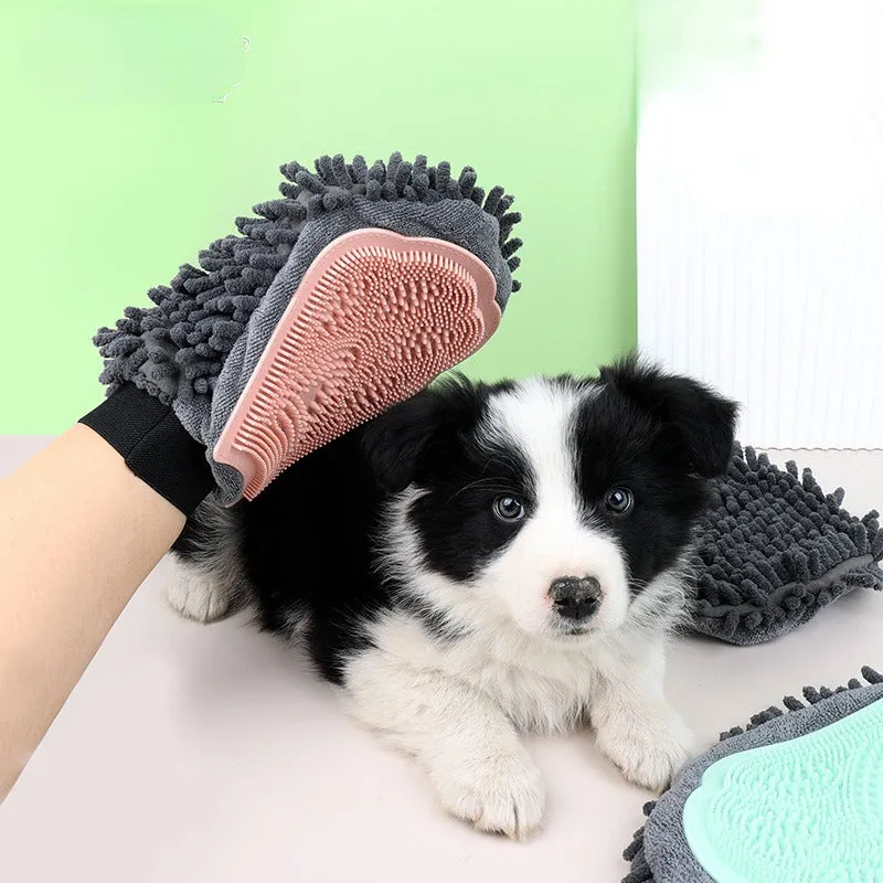 Dual-Sided Pet Bathing Brush and Grooming Glove