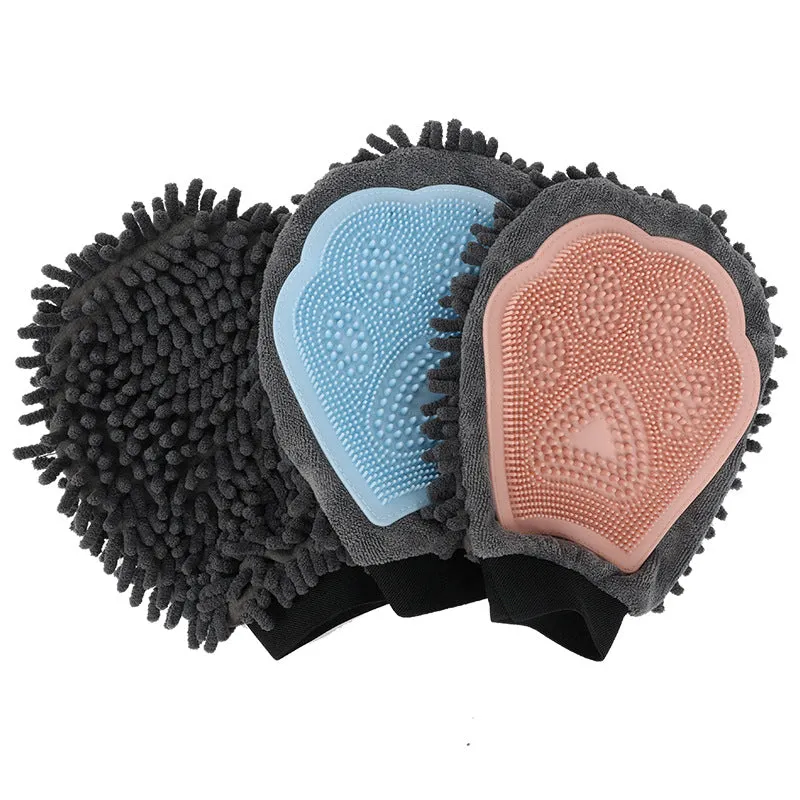 Dual-Sided Pet Bathing Brush and Grooming Glove