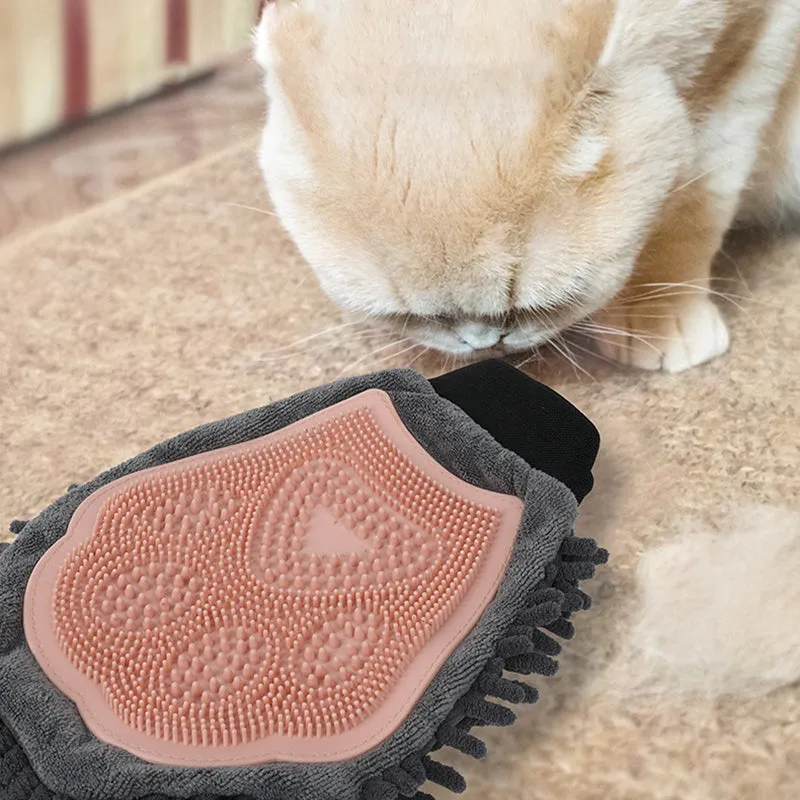 Dual-Sided Pet Bathing Brush and Grooming Glove