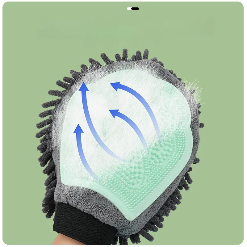 Dual-Sided Pet Bathing Brush and Grooming Glove