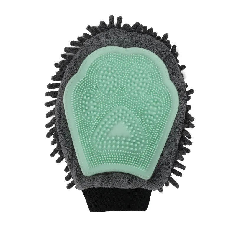 Dual-Sided Pet Bathing Brush and Grooming Glove