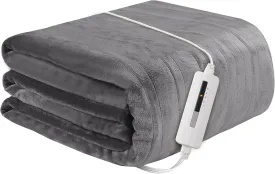 Electric Heated Blanket, 50" x 60" Throw Size, Soft Flannel, 5 Heating Levels, 3 Hours Auto Off, Warmth Throughout The Body - Light Grey