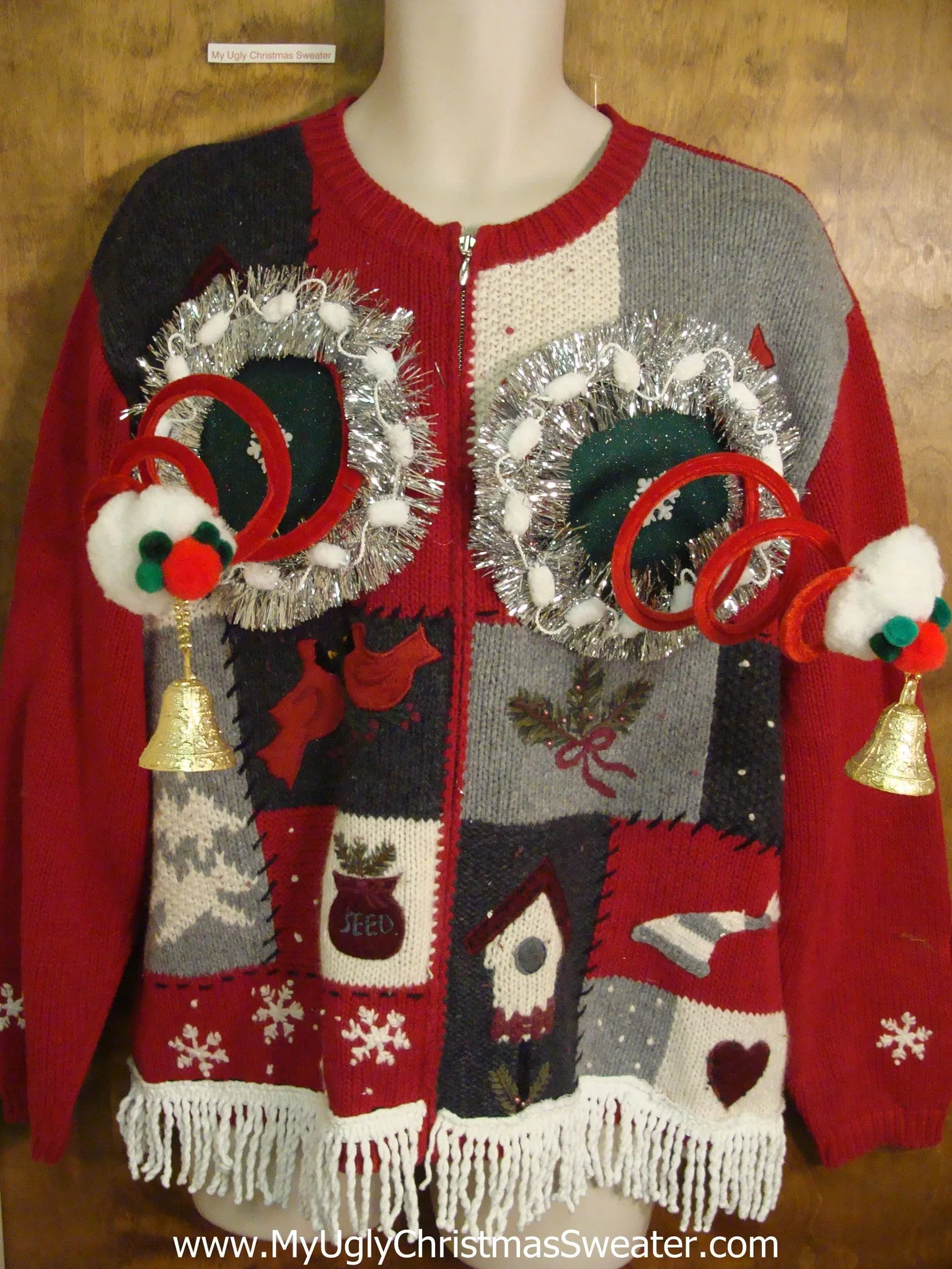 Fancy Patchwork Naughty Ugly Christmas Sweater with Funny Boobs