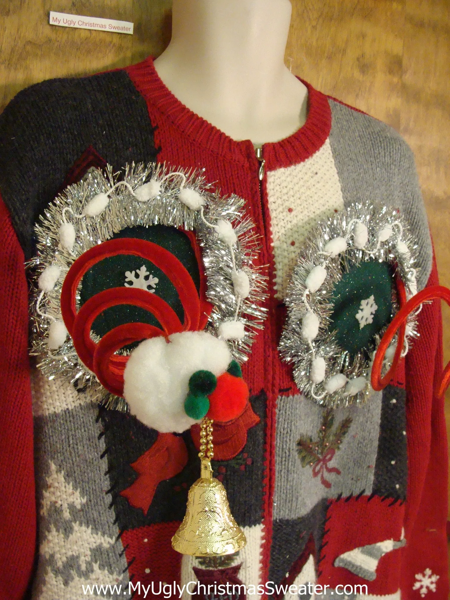 Fancy Patchwork Naughty Ugly Christmas Sweater with Funny Boobs