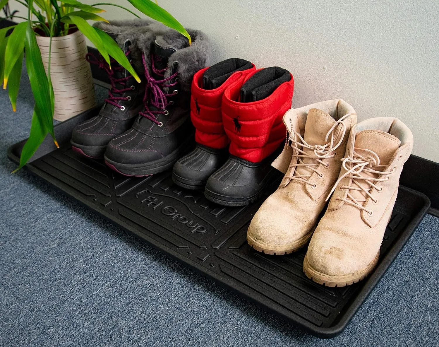FH Group Climaproof for All Weather Protection Black Multi-Purpose Pet Feeding Bowl Tray, Dog Bowl Tray, Boot Tray, Shoe Tray, Great for Entryway or Garage 30