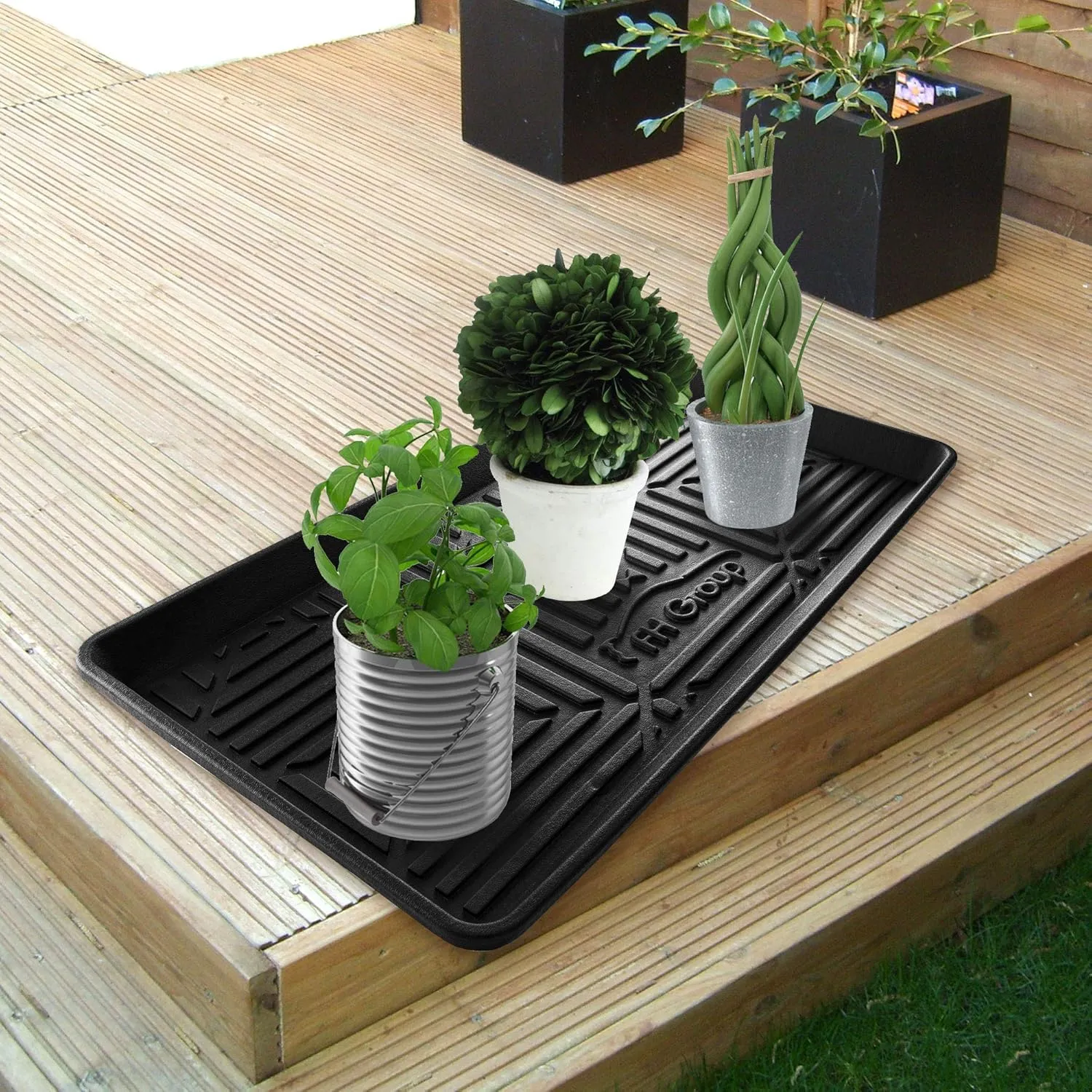 FH Group Climaproof for All Weather Protection Black Multi-Purpose Pet Feeding Bowl Tray, Dog Bowl Tray, Boot Tray, Shoe Tray, Great for Entryway or Garage 30