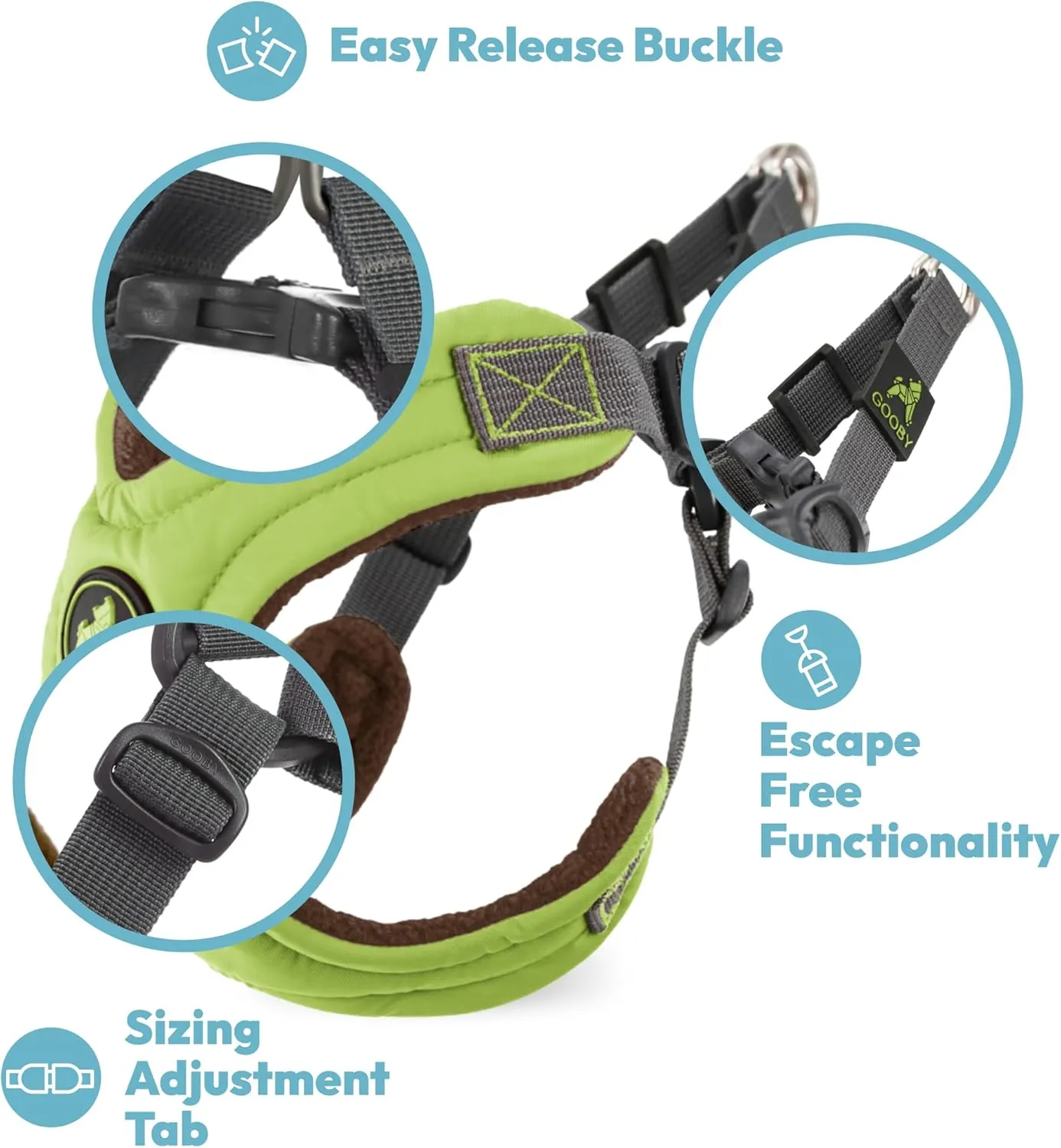 Gooby Escape Free Memory Foam Harness - Purple, Medium - No Pull Step-in Small Dog Harness with Four Point Adjustment - Perfect on The Go Dog Harness for Medium Dogs No Pull and Small Dogs