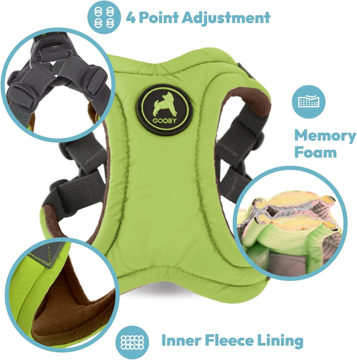 Gooby Escape Free Memory Foam Harness - Purple, Medium - No Pull Step-in Small Dog Harness with Four Point Adjustment - Perfect on The Go Dog Harness for Medium Dogs No Pull and Small Dogs
