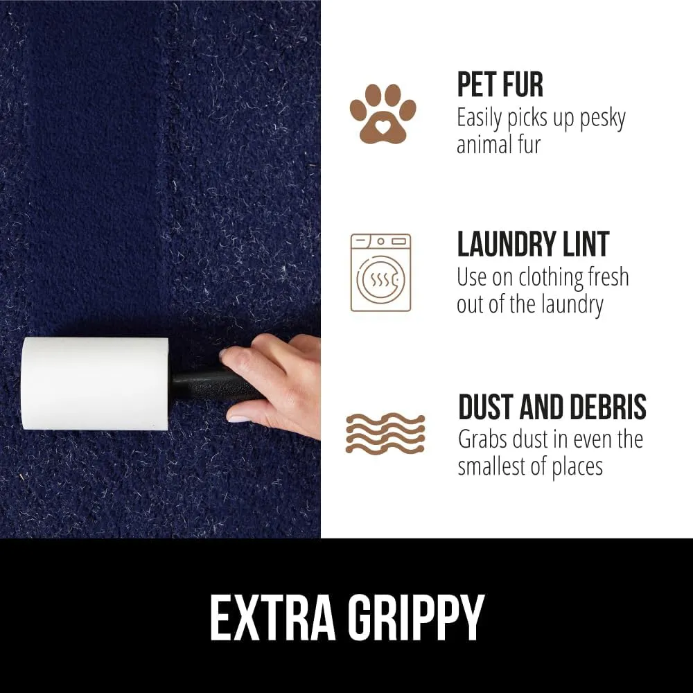 GORILLA GRIP Extra Grippy Lint Rollers, 570 Large Easy Tear Sheets, 3 Comfort Handles   6 Refillable Rolls Included, Pet Hair Remover Brush, Clothes Furniture, Dog, Cat Animal Friendly Reusable Roller