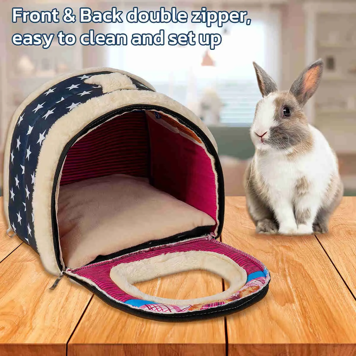 Guinea Pig Hideout，Bunny Bed, Small Animal Bed, Small Animal Bed, 1 Pack (BlueStars)