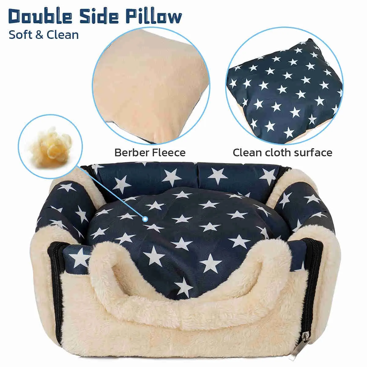 Guinea Pig Hideout，Bunny Bed, Small Animal Bed, Small Animal Bed, 1 Pack (BlueStars)
