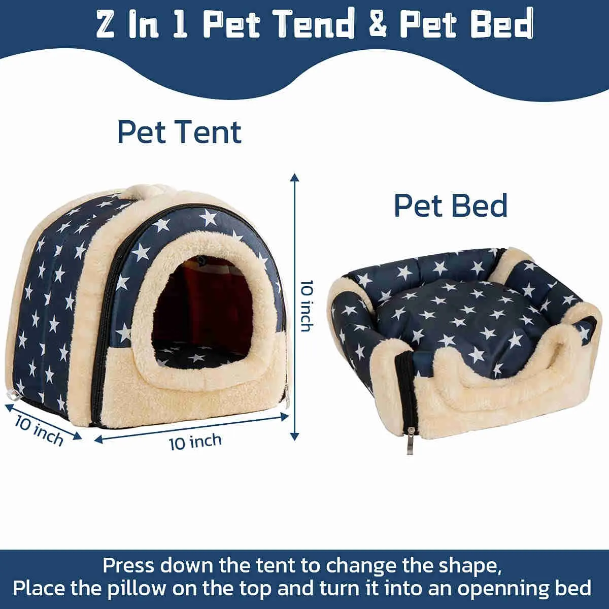Guinea Pig Hideout，Bunny Bed, Small Animal Bed, Small Animal Bed, 1 Pack (BlueStars)