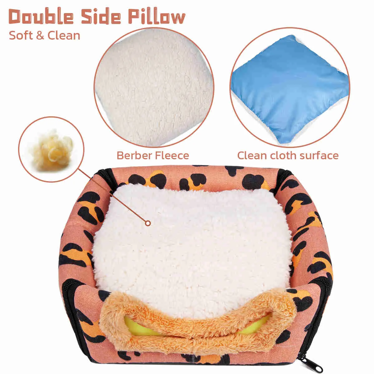 Guinea Pig Hideout，Bunny Bed, Small Animal Bed, Small Animal Bed, 1 Pack (Leopard Pink)