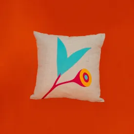 Gumnut Leaf Cushion in Aqua and Hot Pink
