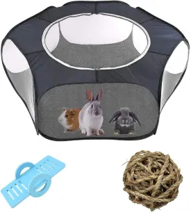Hamster Playpen with Cover, Large - Foldable Exercise Playpen, Breathable and Transparent Pet Cage Fence Indoor/Outdoor for Guinea Pigs Hedgehogs Gerbils Dwarf Rabbits Bunny Chinchillas Rats