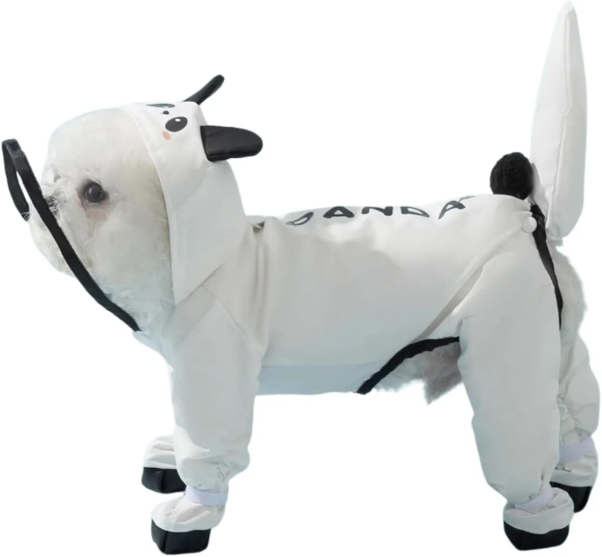 HDKUW Small Dog Raincoat & Rain Shoes Set,Full-Coverage Reflective Dog Jacket with D-Ring,Dogs Raincoat with Rain Boots Set for Puppy Small Dogs Panda XL
