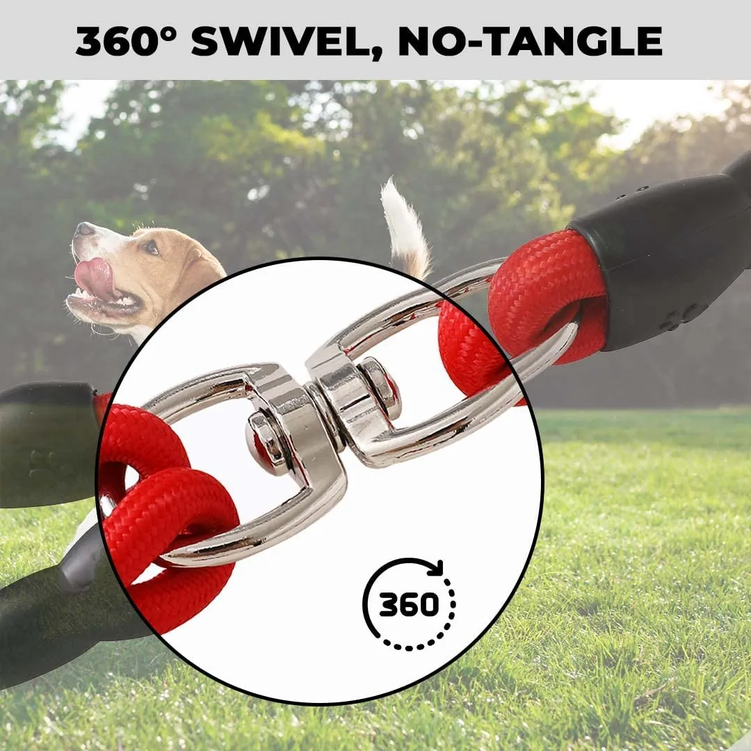 Kuber Industries 1 Double Hook Leash & 2 Dog Chest Harness with Nylon Leash I Strong Dog Rope Leash with Padded Handle | Adjustable Soft Padded and Breathable Dog Vest for Easy Control (Red, XL)