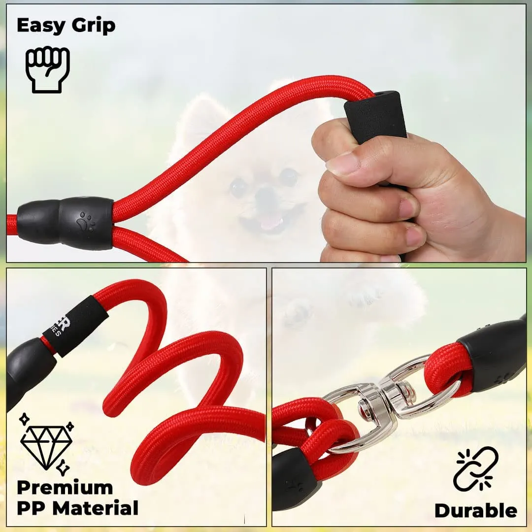 Kuber Industries 1 Double Hook Leash & 2 Dog Chest Harness with Nylon Leash I Strong Dog Rope Leash with Padded Handle | Adjustable Soft Padded and Breathable Dog Vest for Easy Control (Red, XL)