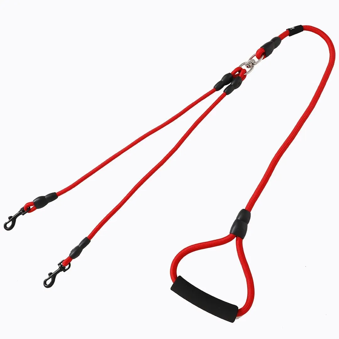 Kuber Industries 1 Double Hook Leash & 2 Dog Chest Harness with Nylon Leash I Strong Dog Rope Leash with Padded Handle | Adjustable Soft Padded and Breathable Dog Vest for Easy Control (Red, XL)