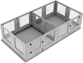 Large Dog Whelping Box Playpen: Indoor Pet Clear Two Rooms Giving Birth Kennel with Safety Rail and Waterproof Fertility Pad - Extra Tall Wooden Newborn Puppies Transparent Fence Pin with Three Doors
