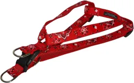 Large Red Bandana Dog Harness: 1" Wide, Adjusts 23-35" - Made in USA.