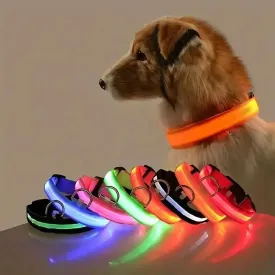 LED Night Safety Flashing Glow In The Dark Dog Collars Luminous Fluorescent Pet Dog Collar Nylon