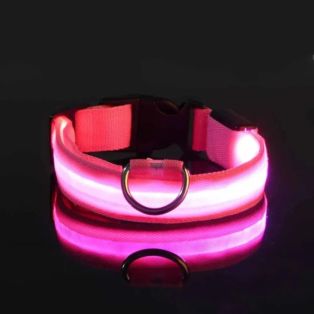 LED Night Safety Flashing Glow In The Dark Dog Collars Luminous Fluorescent Pet Dog Collar Nylon