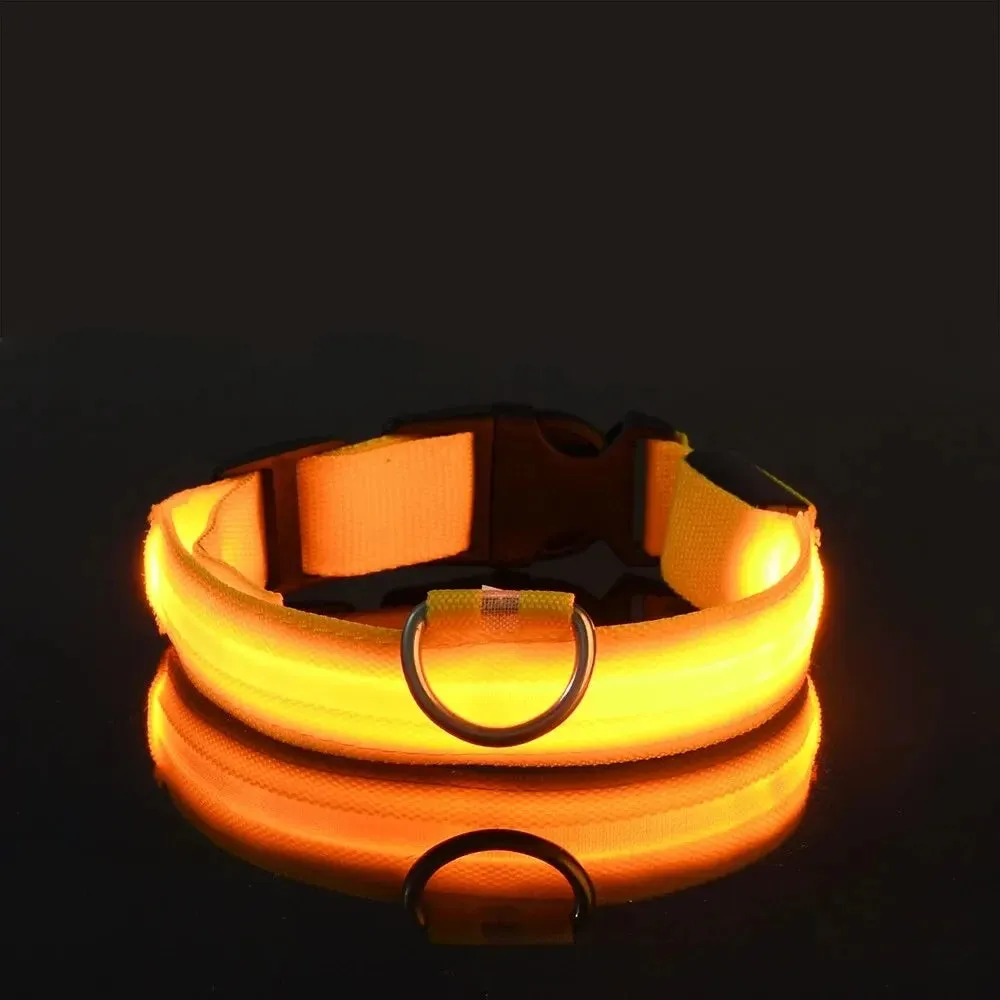 LED Night Safety Flashing Glow In The Dark Dog Collars Luminous Fluorescent Pet Dog Collar Nylon