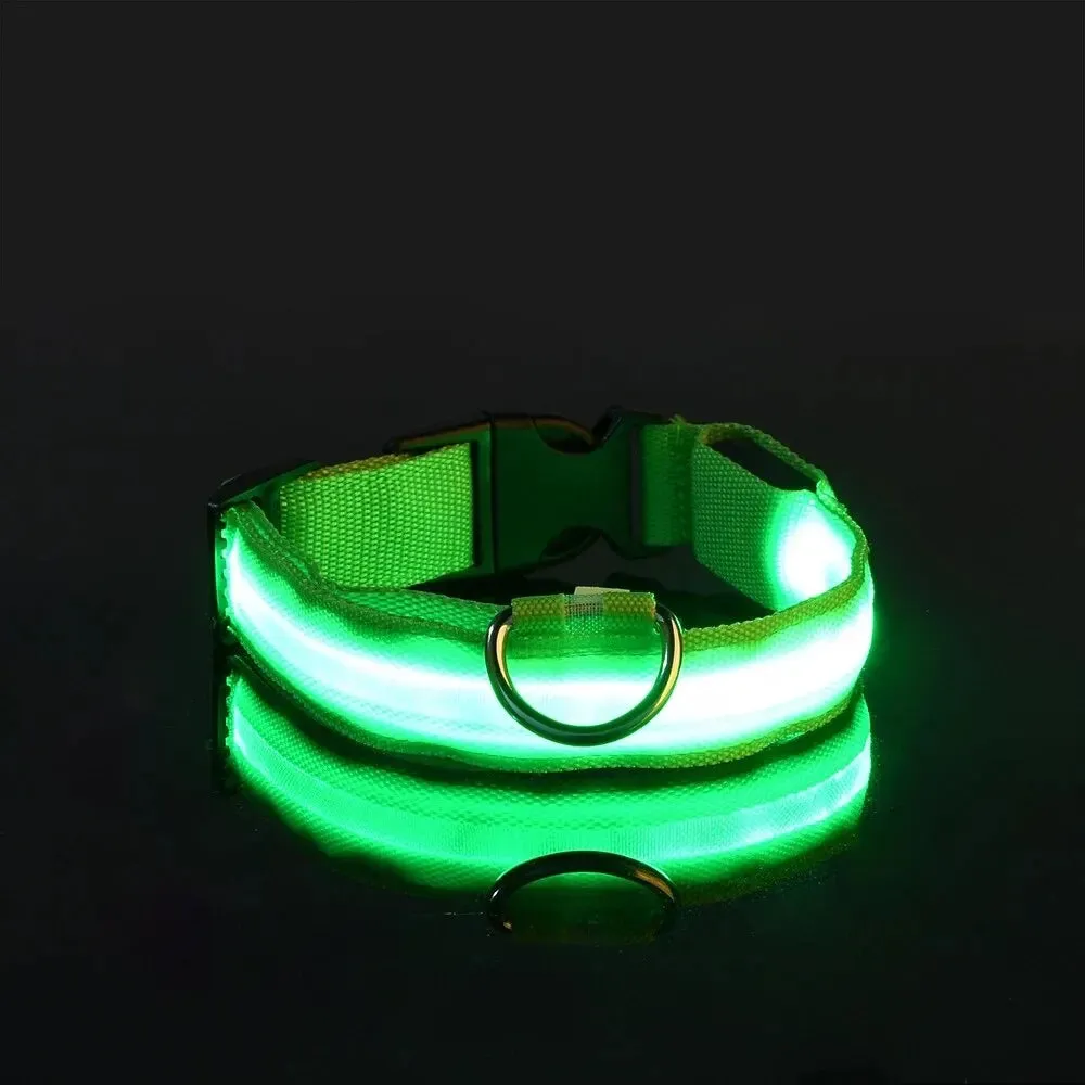 LED Night Safety Flashing Glow In The Dark Dog Collars Luminous Fluorescent Pet Dog Collar Nylon