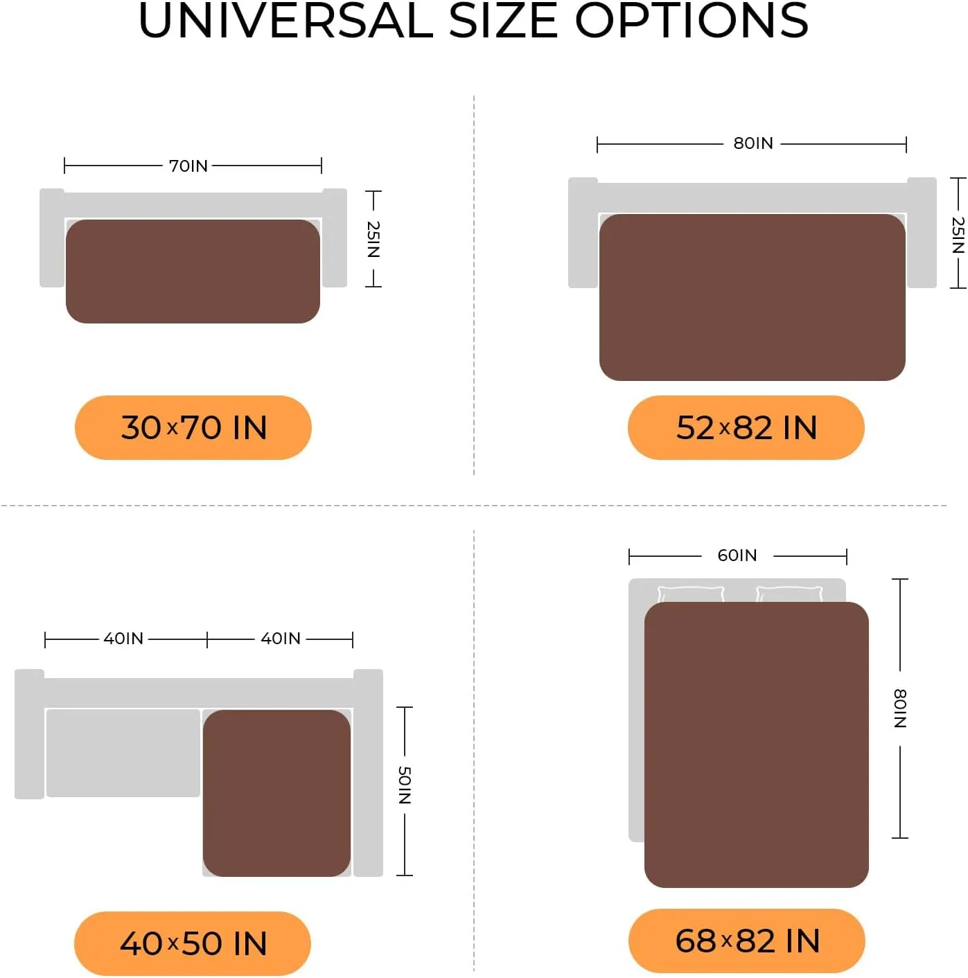 Luciphia 100% Waterproof Couch Cover Blanket for Dogs Anti-Slip Pet Couch Protector Sofa Mat Puppy Cat Blanket with Non-Slip Bottom, Coffee Brown, 30x70 Inch