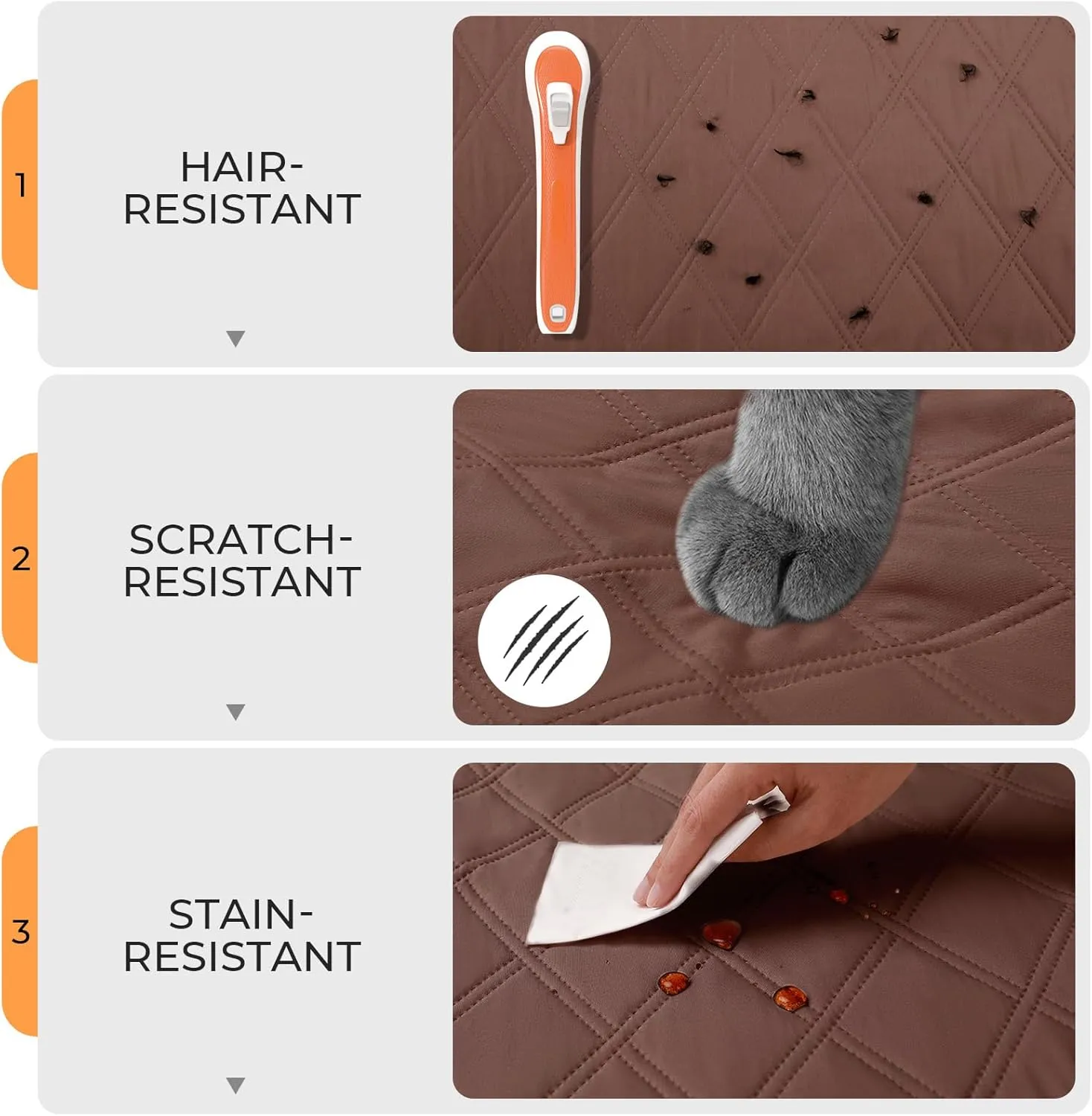 Luciphia 100% Waterproof Couch Cover Blanket for Dogs Anti-Slip Pet Couch Protector Sofa Mat Puppy Cat Blanket with Non-Slip Bottom, Coffee Brown, 30x70 Inch