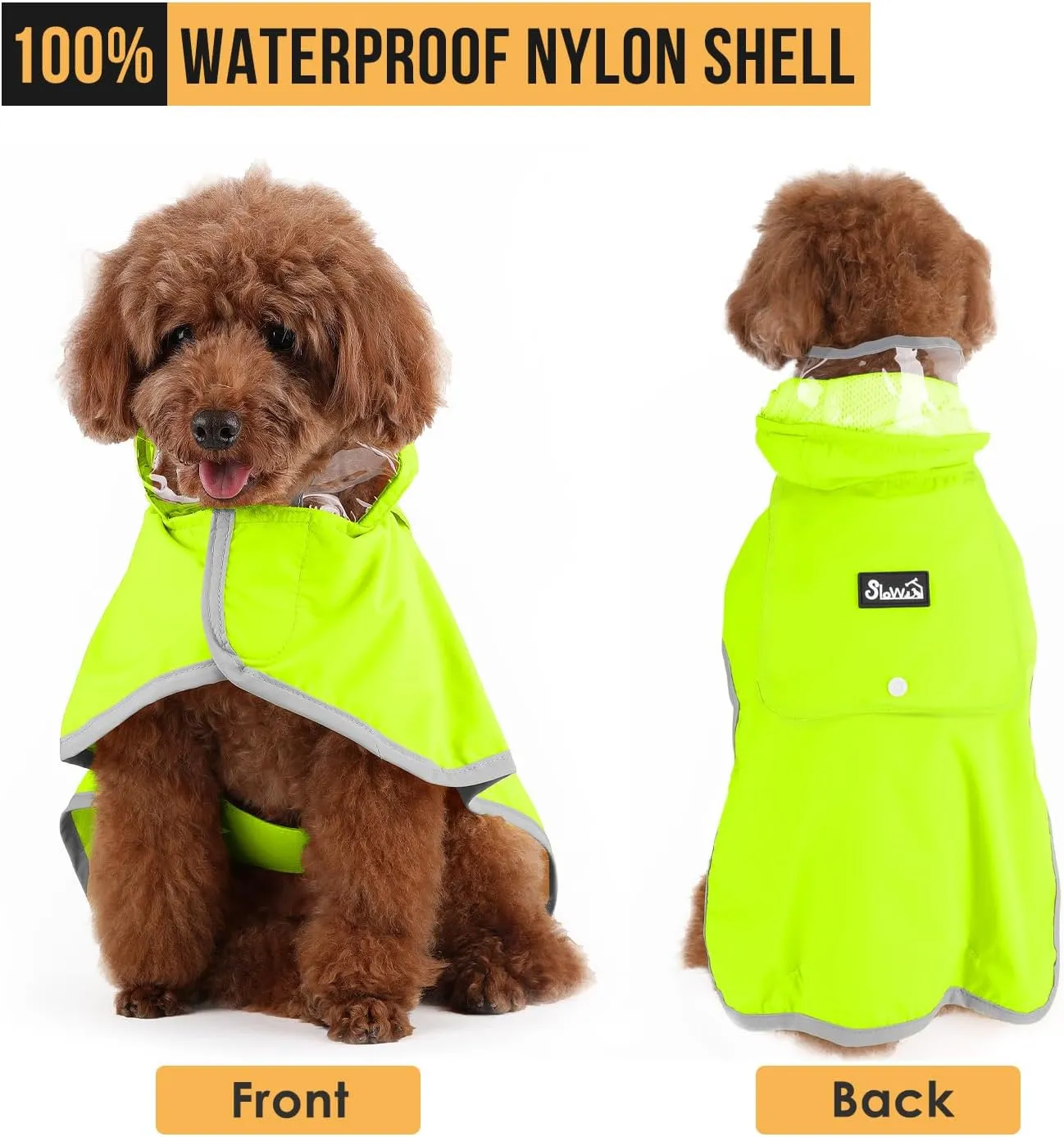 Lukovee Dog Raincoat, Adjustable Dog Rain Jacket with Clear Hooded Double Layer for Large Medium Small Dogs Puppies, Waterproof Rain Coat Poncho with Reflective Storage Pocket & Rim(VL,L)