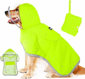 Lukovee Dog Raincoat, Adjustable Dog Rain Jacket with Clear Hooded Double Layer for Large Medium Small Dogs Puppies, Waterproof Rain Coat Poncho with Reflective Storage Pocket & Rim(VL,L)