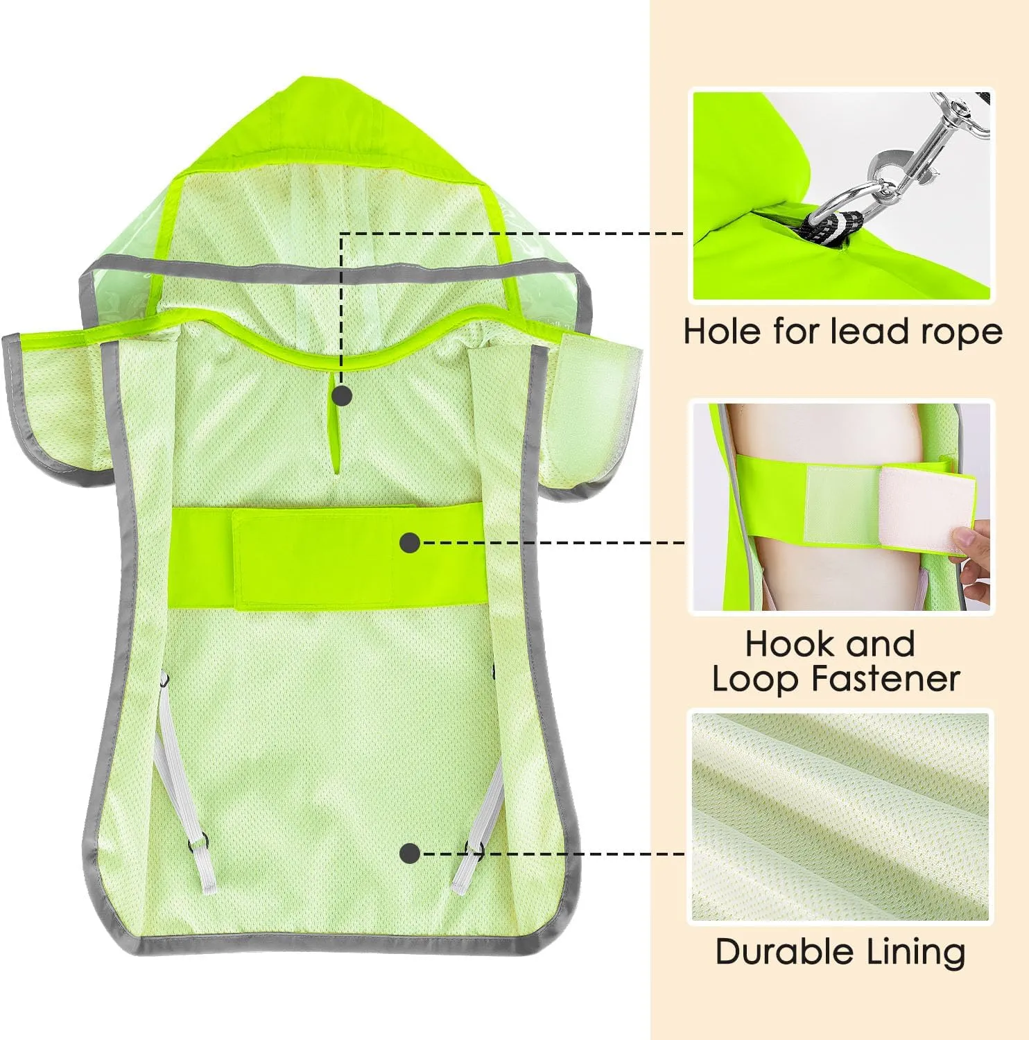 Lukovee Dog Raincoat, Adjustable Dog Rain Jacket with Clear Hooded Double Layer for Large Medium Small Dogs Puppies, Waterproof Rain Coat Poncho with Reflective Storage Pocket & Rim(VL,L)