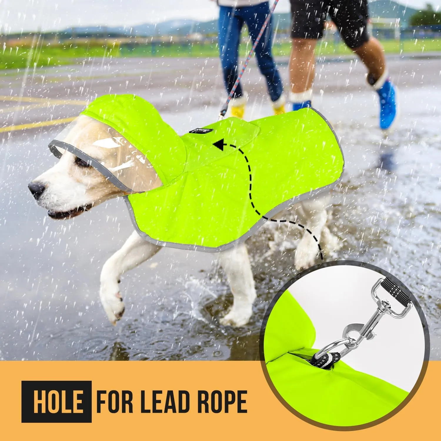 Lukovee Dog Raincoat, Adjustable Dog Rain Jacket with Clear Hooded Double Layer for Large Medium Small Dogs Puppies, Waterproof Rain Coat Poncho with Reflective Storage Pocket & Rim(VL,L)