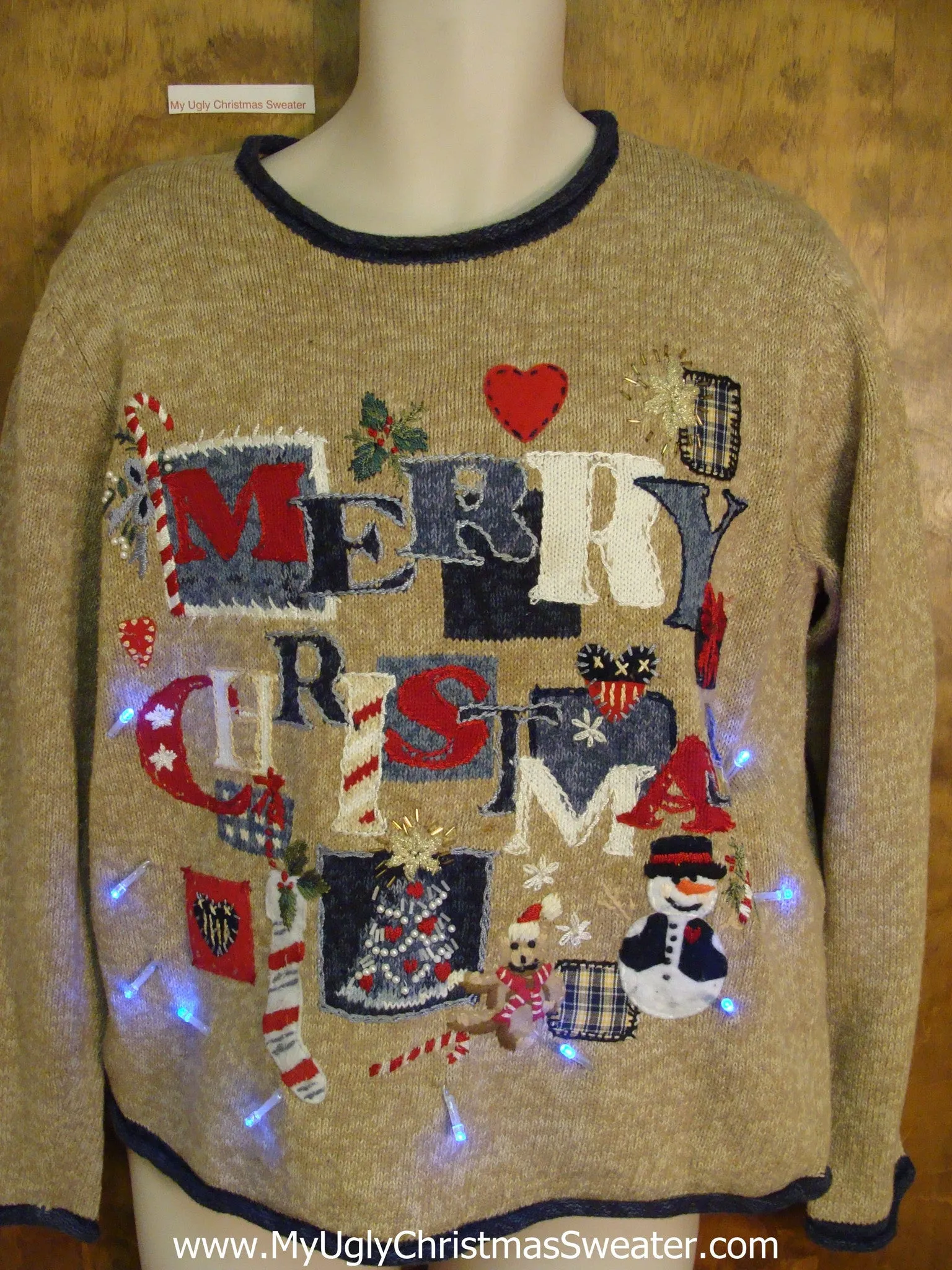 MERRY CHRISTMAS 80 Light Up Ugly Xmas Sweater